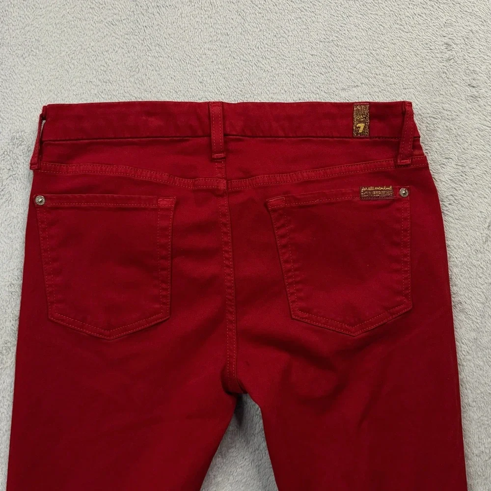 7 For All Mankind Women Red Skinny Jeans Size 30 Stretch Cotton Blend Pant